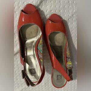 Anne Klein Women's orange Peep Toe Slingback Heels